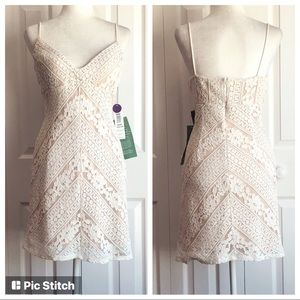 NWT Reign On Juniors' Ivory Cream Lace Sleeveless Mini Dress 13/14
